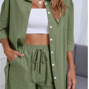 SHEIN Lune Breasted  Drop Shoulder Shirt & Shorts Medium NEW